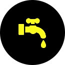 A yellow faucet with water dripping from it.